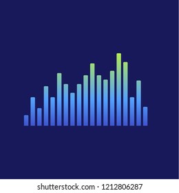 Sound radio wave background of soundtrack or sound diagram. Vector graph of microphone sound equalizer pattern