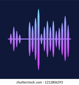 Sound radio wave background of soundtrack or sound diagram. Vector graph of microphone sound equalizer pattern