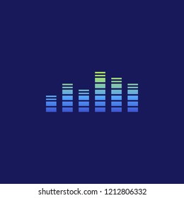 Sound radio wave background of soundtrack or sound diagram. Vector graph of microphone sound equalizer pattern