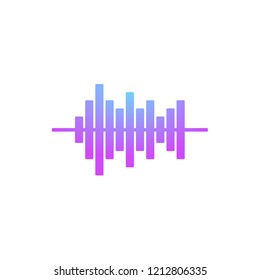 Sound radio wave background of soundtrack or sound diagram. Vector graph of microphone sound equalizer pattern