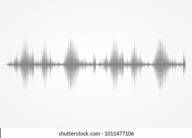 Sound And Radio Waves Oscillating Background. Digital Technology Splash. Audio Record. Earthquake Vibration. Human Pulse Or Cardiogram. Vector Illustration. Flat Design