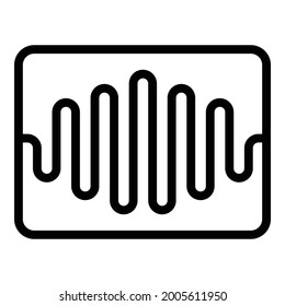 Sound range in a rectangle icon. Outline sound range in a rectangle vector icon for web design isolated on white background