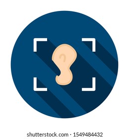 Sound Recognition Circle Icon. Vector Illustration with Long Shadow. Business Item.