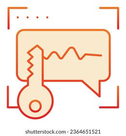 Sound recognition and key flat icon. Voice identification code red icons in trendy flat style. Voice authentication gradient style design, designed for web and app. Eps 10