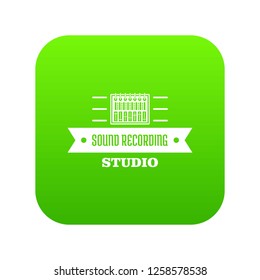 Sound record icon green vector isolated on white background