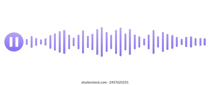 Sound record wave, talk, voice chat, phone app screen, audio player button isolated on white background. Simple media equalizer, podcast decibel sound track.