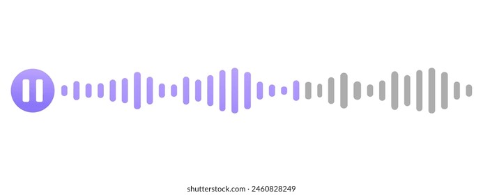 Sound record wave, talk, voice chat, phone app screen, audio player button isolated on white background. Simple media equalizer, podcast decibel sound track.