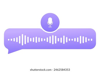 Sound record wave, talk, voice chat, phone app screen, audio player button isolated on white background. Simple media equalizer, podcast decibel sound track.