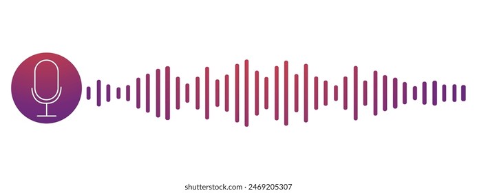 Sound record wave, talk, voice chat, phone app screen, audio player button isolated on white background. Simple media equalizer, podcast decibel sound track.