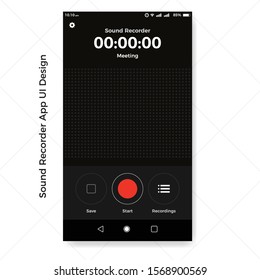 Sound Recorder App UI Design. Editable Apps interface Design.