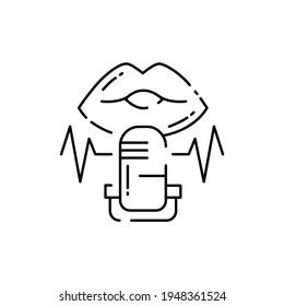 Sound recording black line icon. Asmr. Sign for web page, mobile app, button, logo. Editable stroke.