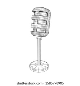 Sound recording equipment vintage microphone. Wireframe low poly mesh vector illustration
