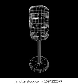 Sound recording equipment vintage microphone. Wireframe low poly mesh vector illustration