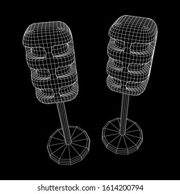Sound recording equipment vintage microphone. Wireframe low poly mesh vector illustration