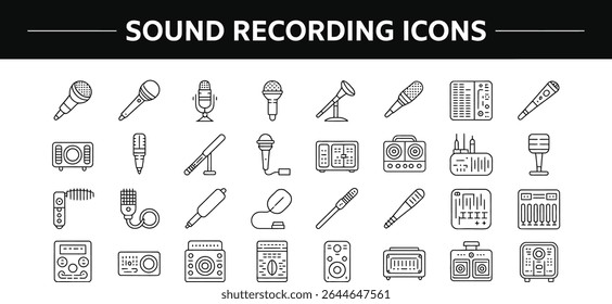 Sound recording icons isolated on white background