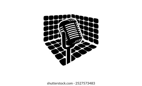 sound recording studio,  black isolated silhouette