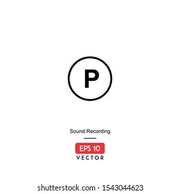 Sound recording vector icon symbol, illustration of copyright, isolated on white background. EPS10 - Vector