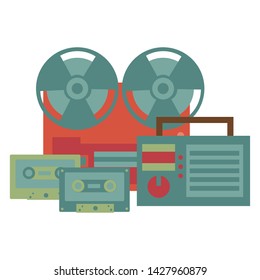 sound reel tape recorder radio cassette festival music poster vector illustration