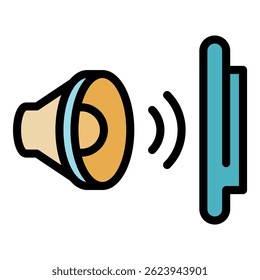 Icono resistente al sonido. Esquema de Vector resistente al sonido de color plano aislado