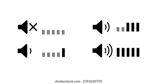 Sound scale icons. Linear, sound scale, muted icon. Vector icons