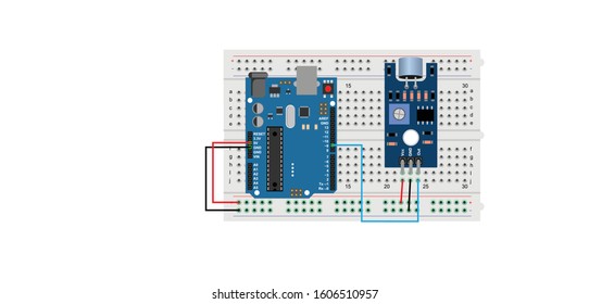 SOUND SENSOR WITH ARDUINO TOP VIEW ILLUSTRATION
