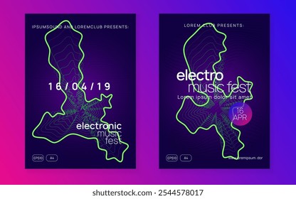 Sound Set. Blue Fest Banner. Electro Vector. Music Concert Graphic. Green Techno Magazine. Night Club Design. Nightclub Audio Invitation. Pink Sound Set