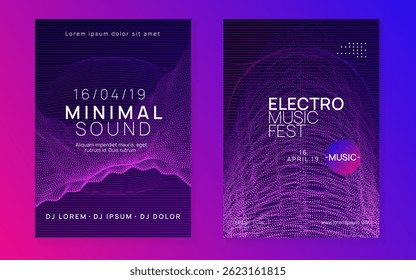 Som ajustado. Evento de dança. Banner Edm Azul. Música Eletro Template. Convite para o Festival. Fundo Tecno Verde. "Soundwave Disco Invitation" (em inglês). Conjunto de Sons Violeta