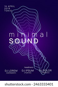 Sound Set. Edm Poster. Festival Cover. Green Dj Background. Blue Discotheque Event. Soundwave Audio Illustration. Music Trance Element. Violet Sound Set