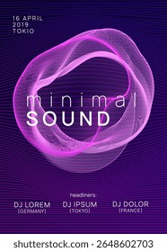 Som ajustado. Ilustração de áudio eletrônico. Modelo do Night Club Trance. Banner Discoteca Violeta. Panfleto de Música. Convite para o Festival. Design De Edm Azul. Conjunto de Sons Verde