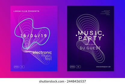 Sound Set. Electronic Disco Illustration. Music Trance Element. Violet Discotheque Background. Dj Event. Concert Invite. Pink Night Club Magazine. Green Sound Set