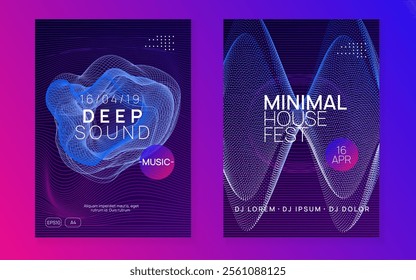 Sound Set. Fest Trance Graphic. Party Design. Electronic Disco Invitation. Green Dj Event. Festival Cover. Pink Edm Flyer. Blue Sound Set