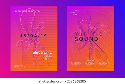 Sound Set. Green Edm Background. Night Club Design. Concert Cover. Electronic Radio Illustration. Discotheque Trance Graphic. Pink Party Poster. Blue Sound Set