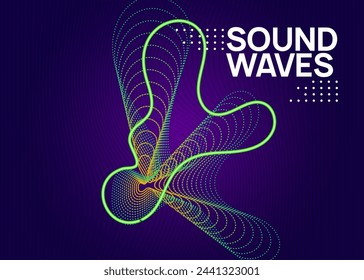 Sound Set. Night Club Flyer. Pink Dance Poster. Green Edm Magazine. Discotheque Trance Element. Soundwave Audio Illustration. Electro Invite. Violet Sound Set