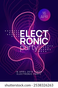 Sound Set. Violet Techno Background. Night Club Event. Concert Cover. Blue Edm Magazine. Discotheque Festival Graphic. Nightclub Beat Illustration. Pink Sound Set