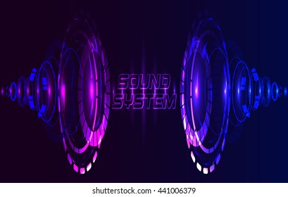 Sound shining cones at dark background. Vector illustration.