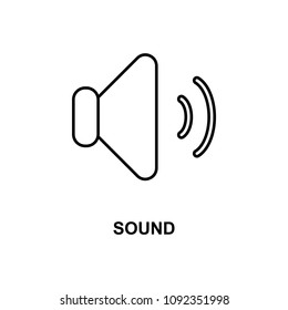 sound sign icon. Element of simple web icon with name for mobile concept and web apps. Thin line sound sign icon can be used for web and mobile on white background