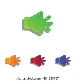 Sound sign illustration with mute mark. Colorfull applique icons set.