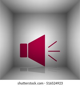 Sound sign illustration with mute mark. Bordo icon with shadow in the room.
