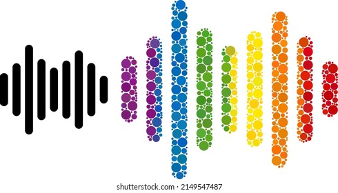 Sound signal composition icon of round items in various sizes and spectrum colored color tones. A dotted LGBT-colored sound signal for lesbians, gays, bisexuals, and transgenders.