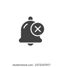 Sound Silent Mode, Vektorsymbol. Glocke und kreuzgefülltes Flachzeichen für mobiles Konzept und Webdesign. Lautstumm bemerkt Glyph-Symbol. Symbol, Logo-Abbildung. Vektorgrafik
