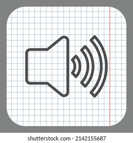 Sound simple icon vector. Flat desing. On graph paper. Grey background.ai