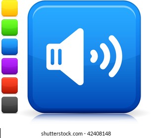 Sound Speaker icon on square internet button  Six color options included.