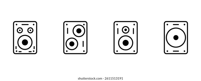Sound speaker icon set. Audio system. Speaker symbol. Vector Illustration.