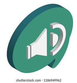 Sound speaker icon in speech bubble. Infographic element.