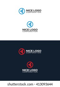 sound speaker logo, blue and red logotype