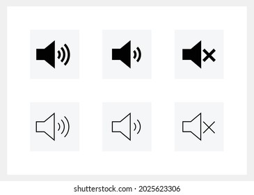 sound speaker mute un mute on off flat vector black modern icon set