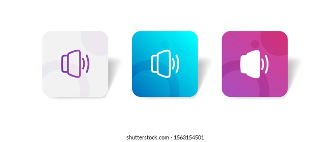 sound speaker round icon in outline and solid style with colorful smooth gradient background, suitable for mobile and web UI, app button,  infographic, etc