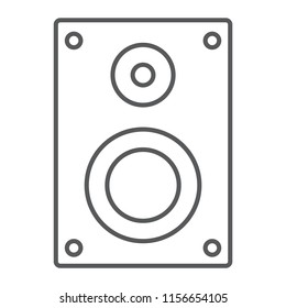 Sound speaker thin line icon, electronic and digital, loudspeaker sign, vector graphics, a linear pattern on a white background, eps 10.