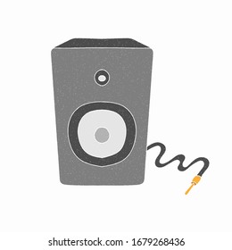 sound speaker vector design. digital hand drawn style. grain texture