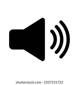 Sound Speaker Vector Icon, Megaphone Announcement Vector Icon, Louder Sound Symbol, MP3 Button, Musical Design Elements, Stereo Button, Audio Symbol, Speaker Pictogram, Silhouette On White Background